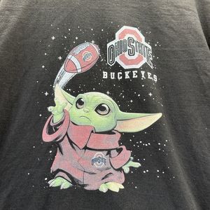 Ohio State Buckeyes & Baby Yoda Mash Up Black T Shirt Unisex XL Cotton TEE HAG